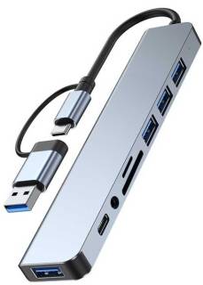 Разветвитель Dynamode USB-C/A 8-in-1 1xUSB-C + 1xUSB 3.0 + 3xUSB 2.0 + 3 BYL-2218TU