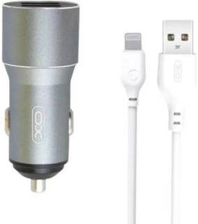 Зарядка XO TZ09 2.4A/2 USB + cable lightning Grey XO-TZ09L-GR