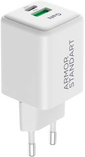 Зарядка Armorstandart AR371 30W GaN Type-C + USB White ARM77549