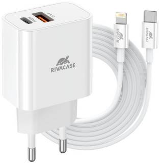 Зарядка RivaCase 2хUSB-А + Type-C PD 20W+QC3.0 кабель Type-C-Lighti PS4102 WD5 (White)