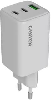 Зарядка Canyon CU65ACC GaN 65W 2xPD 1xQC EU White CNS-CUW65ACC