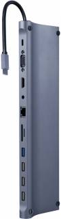 Разветвитель CABLEXPERT USB-C 9-in-1 (USB-hub + HDMI/VGA/PD/CR/LAN/3.5mm) A-CM-COMBO11-01