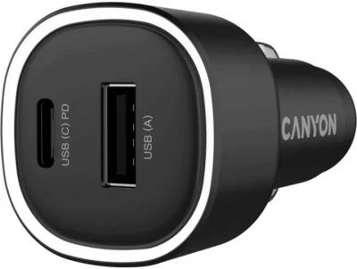 Зарядка Canyon 1xUSB + 1xUSB-C PD48W black CNE-CCABR3AC
