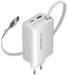 Зарядка Canyon 1xUSB-C PD65W + 1xUSB QC3.0 + cable USB-C to USB-C CNS-CURC65ACW