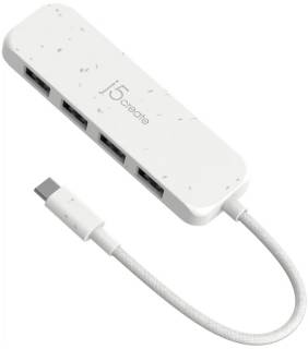 Разветвитель J5Create USB-C to 4xUSB-A 3.2 10Gbps white JCH341EW-N