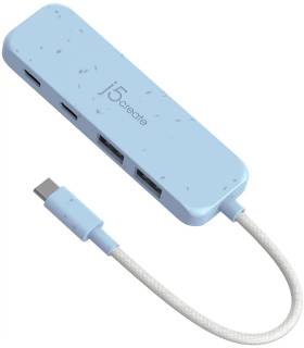 Разветвитель J5Create USB-C to 2xUSB-A + 2xUSB-C 3.2 10Gbps cyan JCH342EC-N