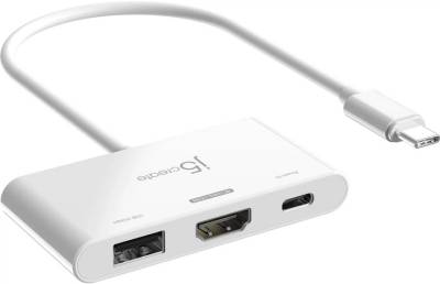 Разветвитель J5Create USB-C 3-in-1 HDMI + USB + USB-C PD white JCA399-N
