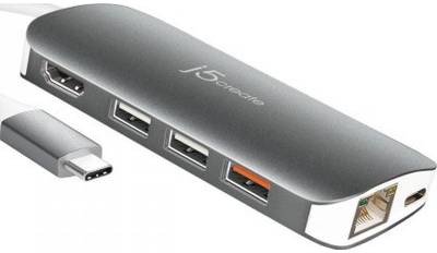 Разветвитель J5Create Dock-Station USB-C 9-in-1 (хаб/HDMI/PD/картридер) JCD383-N