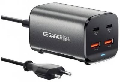 Зарядка ESSAGER 2xUSB-C + 2xUSB 67W GaN ECT2AC-JYB0G-Z