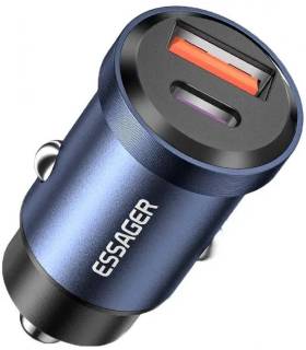 Зарядка ESSAGER 1xUSB-C 45W + 1xUSB blue ECCAC45-TL03-Z