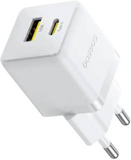 Зарядка Baseus Palm Fast Charger C+U 20W moon white P10111608213-00