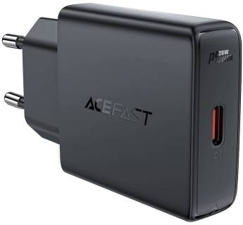 Зарядка ACEFAST A65 USB-C PD20W GaN ultra-thin Black 6974316282686