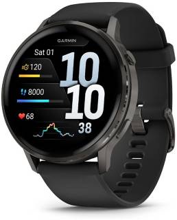 Часы Garmin Venu 4 (45mm), Black w/ Slate + Black, GPS смарт-г 010-03014-00