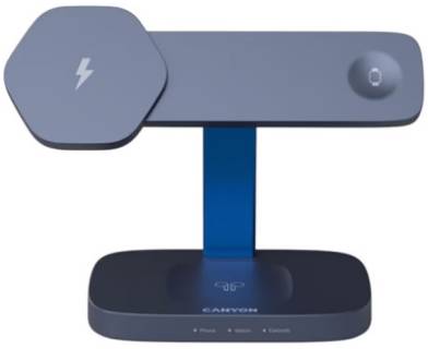 Зарядка Canyon wireless charger HEXAGON WCS-310 3in1 DarkGrey/Blu CNS-WCS310DGBL