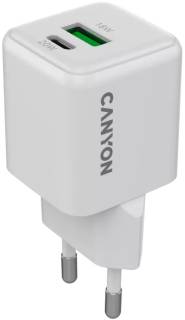 Зарядка Canyon CU20AC GaN 20W 1xPD 1xQC EU White CNS-CUW20AC
