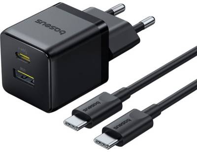 Зарядка Baseus 1xUSB-C 30W + 1xUSB + cable USB-C to USB-C 60W 1.0 P1011160A113-01