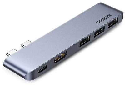 Разветвитель Ugreen 2xUSB-C to 3xUSB 3.0 + HDMI + USB-C CM251 gray 60559
