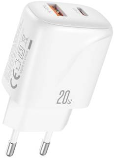 Зарядка XO 1xUSB-C PD20W + 1xUSB QC3.0 White L158.white