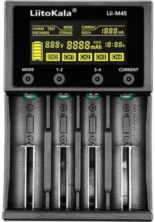 Зарядка LiitoKala 4 Slots, Type-C, LED disp, Li-ion 3.7V/1.2V, AA/AA Lii-M4S