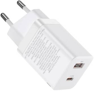 Зарядка Baseus 1xUSB-C 30W + 1xUSB white CCSUPP-E02