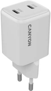 Зарядка Canyon CU35CC GaN 35W 2xPD EU White CNS-CUW35CC