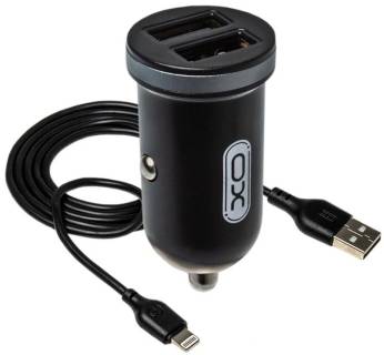 Зарядка XO 2xUSB 2.1A + cable USB to Lightning black TZ08-L-BK