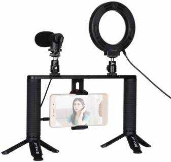 Микрофон Puluz 4in1 (ring light, mount, phone holder, microphone) PKT3028