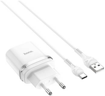 Зарядка HOCO C12Q Smart USB QC3.0 + cable USB to USB-C 18W Whit 6931474716309