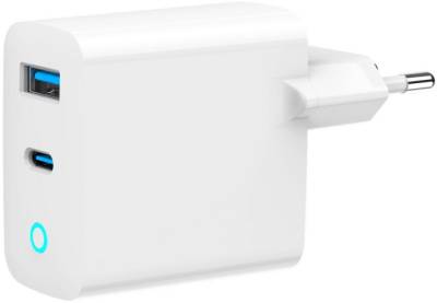 Зарядка Gembird 1хUSB-A (QC3.0 18W) + 1xType-C (PD 65W) white TA-UC-PDQC65L-W-01