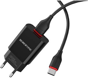 Зарядка BOROFONE BA20A Sharp USB + cable USB to USB-C 10.5W Black 6931474702142