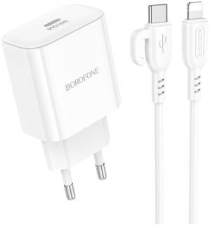 Зарядка BOROFONE BA81A USB-C PD20W + cable USB-C to Lightning White 6941991108198