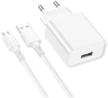 Зарядка BOROFONE BA74A Aspirer USB + cable USB to Micro 5P White 6974443388664