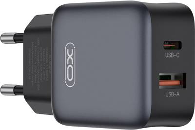 Зарядка XO L156 USB-C PD30W + USB-A QC3.0 Black L156.black