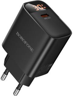Зарядка BOROFONE BA97A Ilustre USB-C PD30W digital display Black 6941991120480