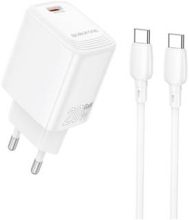 Зарядка BOROFONE BN26 Fuente USB-C PD20W + cable USB-C to USB-C Whi 6941991120251