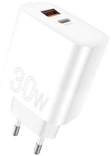 Зарядка Wuw C208 1xUSB-C PD30W + 1xUSB QC3.0 18W White 6972573333417