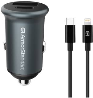 Зарядка Armorstandart USB Type-C PD20W + USB QC 3.0 Grey + cable Lightni ARM82460