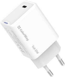 Зарядка ColorWay GaN Mini 65W PD Port PPS USB-C white CW-CHS049PD-WT