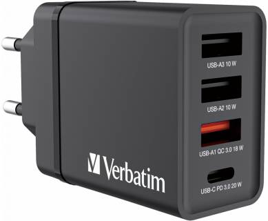 Зарядка Verbatim USB 30W PD3.0 4-ports black 49700