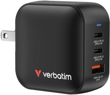Зарядка Verbatim MiniGaN 70 W 3 ports (2xUSB-C/1xUSB-A) 32229