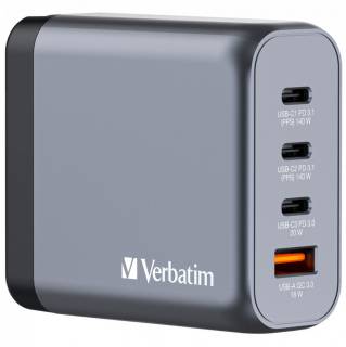 Зарядка Verbatim GaN 140 W 4 ports (2xUSB-C-140 W,USB-C 20 W /USB-A 32203