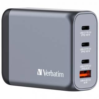 Зарядка Verbatim GaN 100 W 4 ports (2xUSB-C-100 W,USB-C 65 W /USB-A 32202