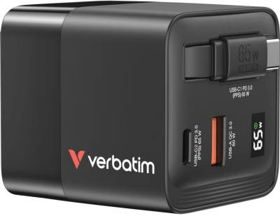 Зарядка Verbatim GaN 65 W 2 ports (USB-C/1xUSB-A) 32217