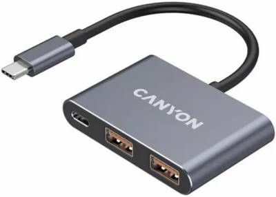 Разветвитель Canyon hub DS-3 3in1 USB-C Dark Grey CNS-TDS3