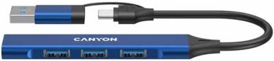 Разветвитель Canyon hub DS-02 4in1 USB-A/C Blue CNS-TDS02BL