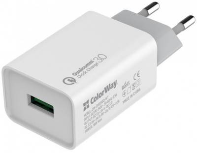 Зарядка ColorWay 1USB Quick Charge 3.0 (18W) CW-CHS013Q-WT