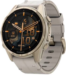 Часы Garmin fenix 8 43mm, AMOLED, Saph, SftGldSS/FogGryLeather 010-02903-40