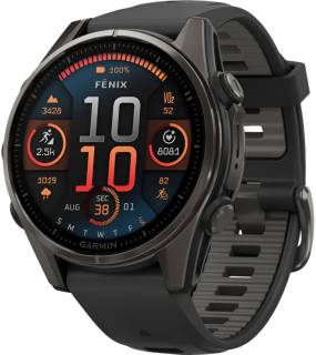 Часы Garmin fenix 8 43mm, AMOLED, Saph, CrbnGry Ti/Blk, Blk/Pe 010-02903-21