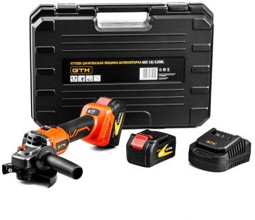 Болгарка GTM AGC18/125BL, 125мм, 18В, 3000-8500об/хв, 2x4Ah