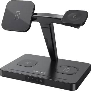 Зарядка Canyon wireless charger WS-404 15W 4in1 Black CNS-WCS404